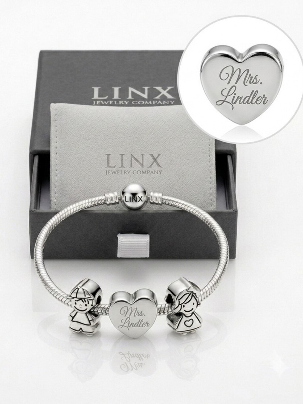 Linx Snake Chain Bracelet With Personalized Teacher Themed Charms